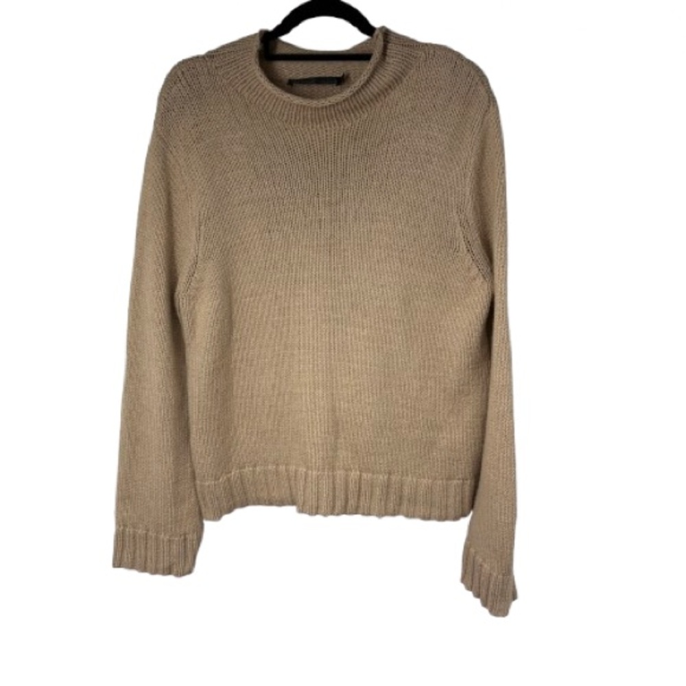 Jenni Kayne Beige Crew Neck Sweater Casual Old Money Classic